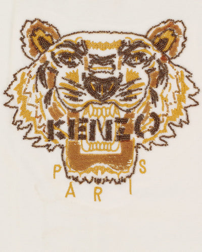 Kenzo Lion Logo White Polo Shirt - L