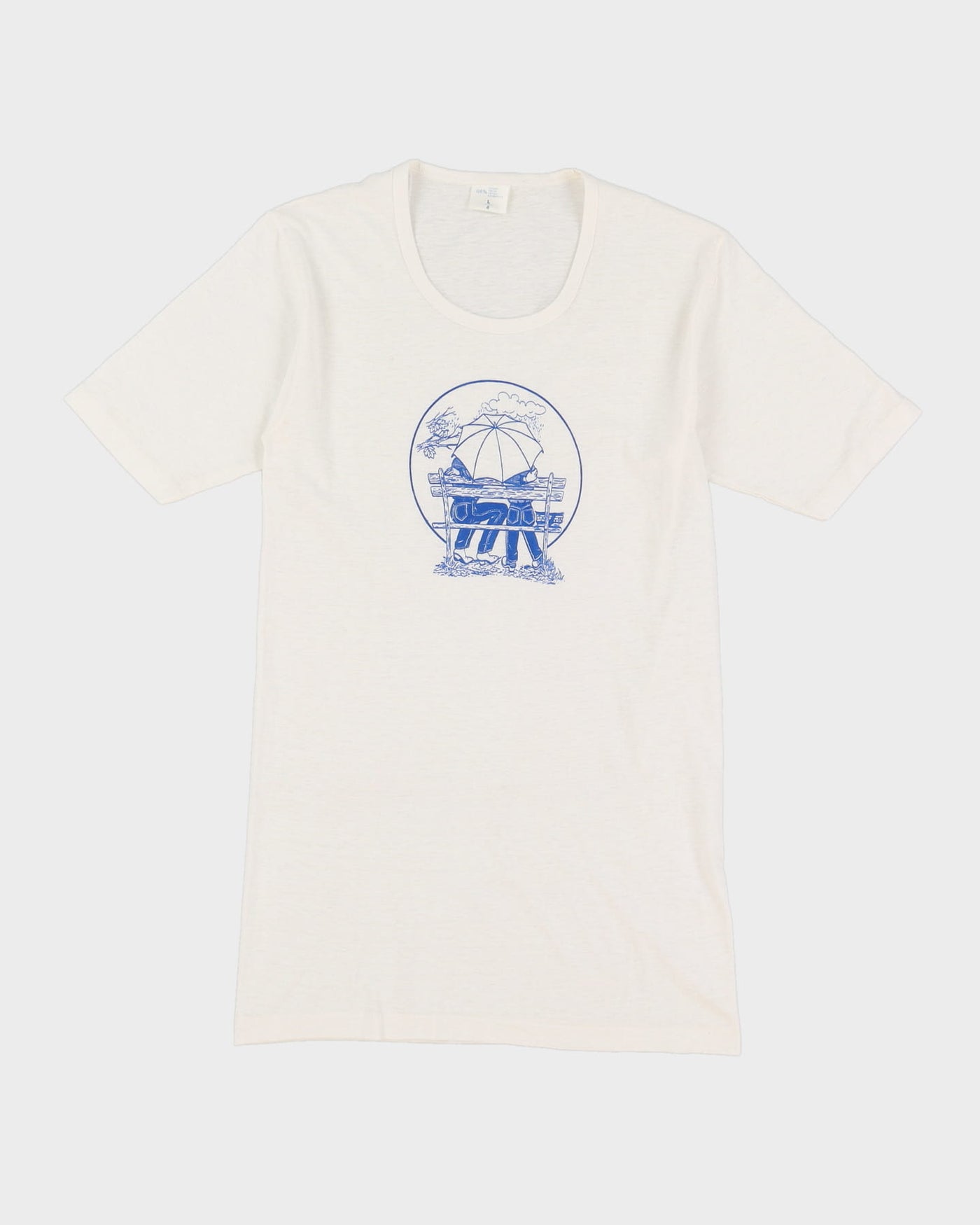 Vintage 70s Wrangler Print White Single Stitch Graphic T-Shirt - S