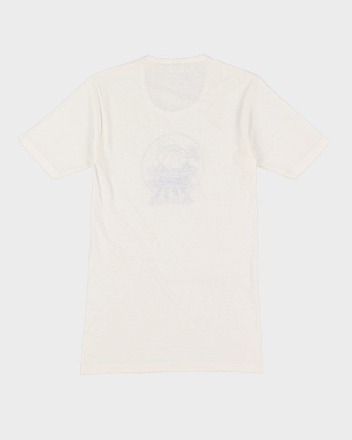 Vintage 70s Wrangler Print White Single Stitch Graphic T-Shirt - S