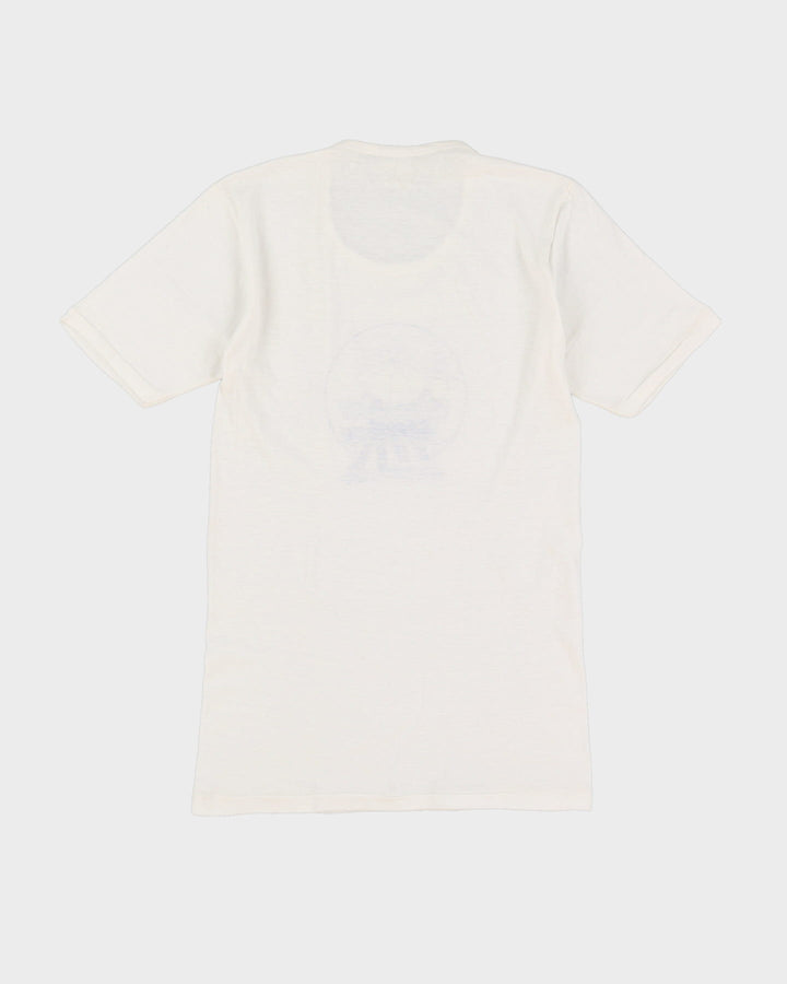 Vintage 70s Wrangler Print White Single Stitch Graphic T-Shirt - S