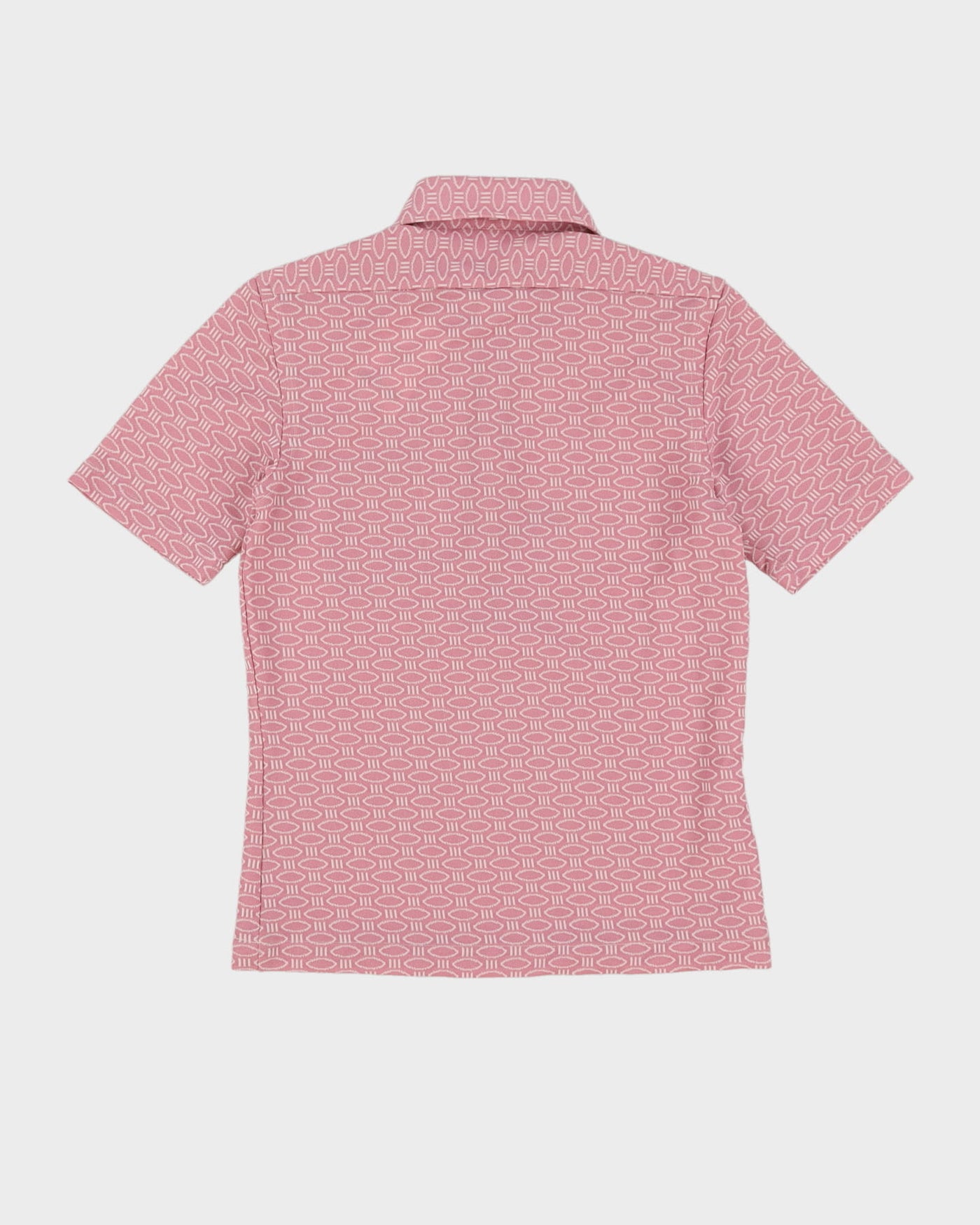Vintage 80s Swan Pink All Over Patterned Polo Shirt - S