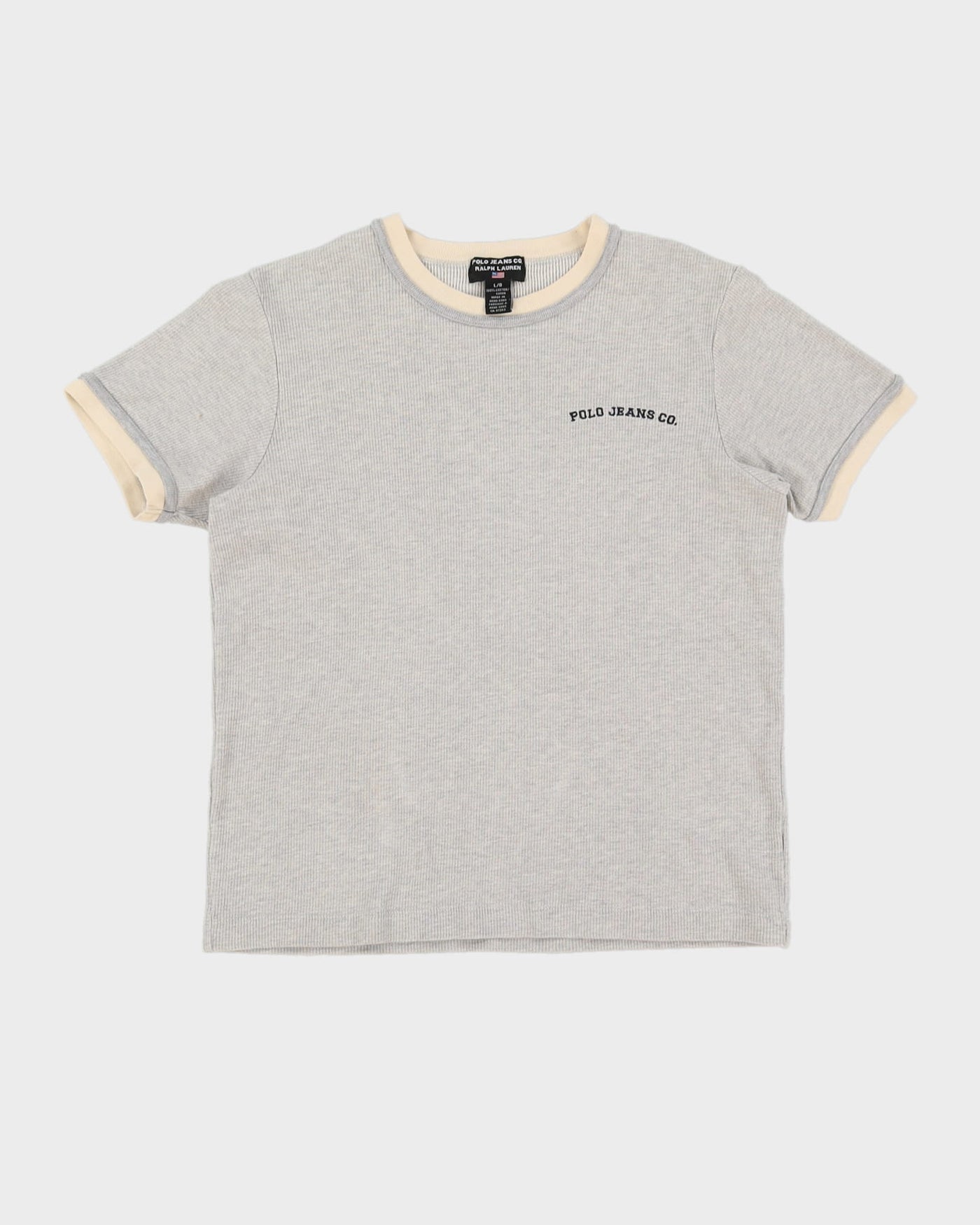 Vintage 90s Polo Jeans Co. Grey Waffle T-Shirt - L