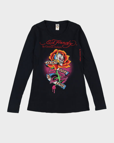 00s Y2K Ed Hardy Black Long Sleeve T-Shirt - S
