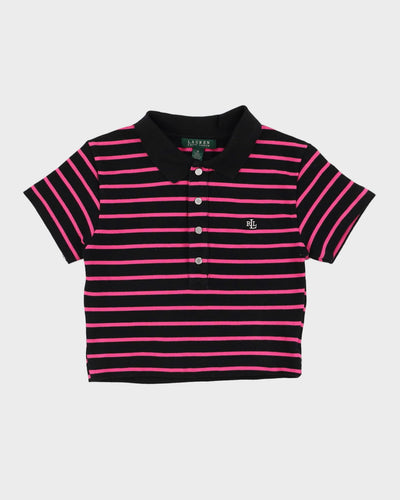 Rokit Originals Black / Pink Baby Fit Polo Shirt - S