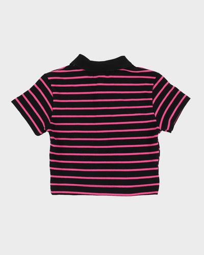 Rokit Originals Black / Pink Baby Fit Polo Shirt - S