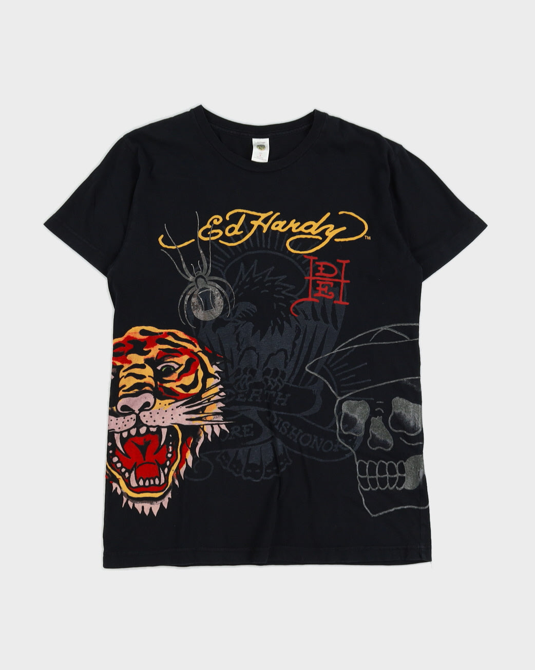 00s Y2K Ed Hardy Black Graphic T-Shirt - M