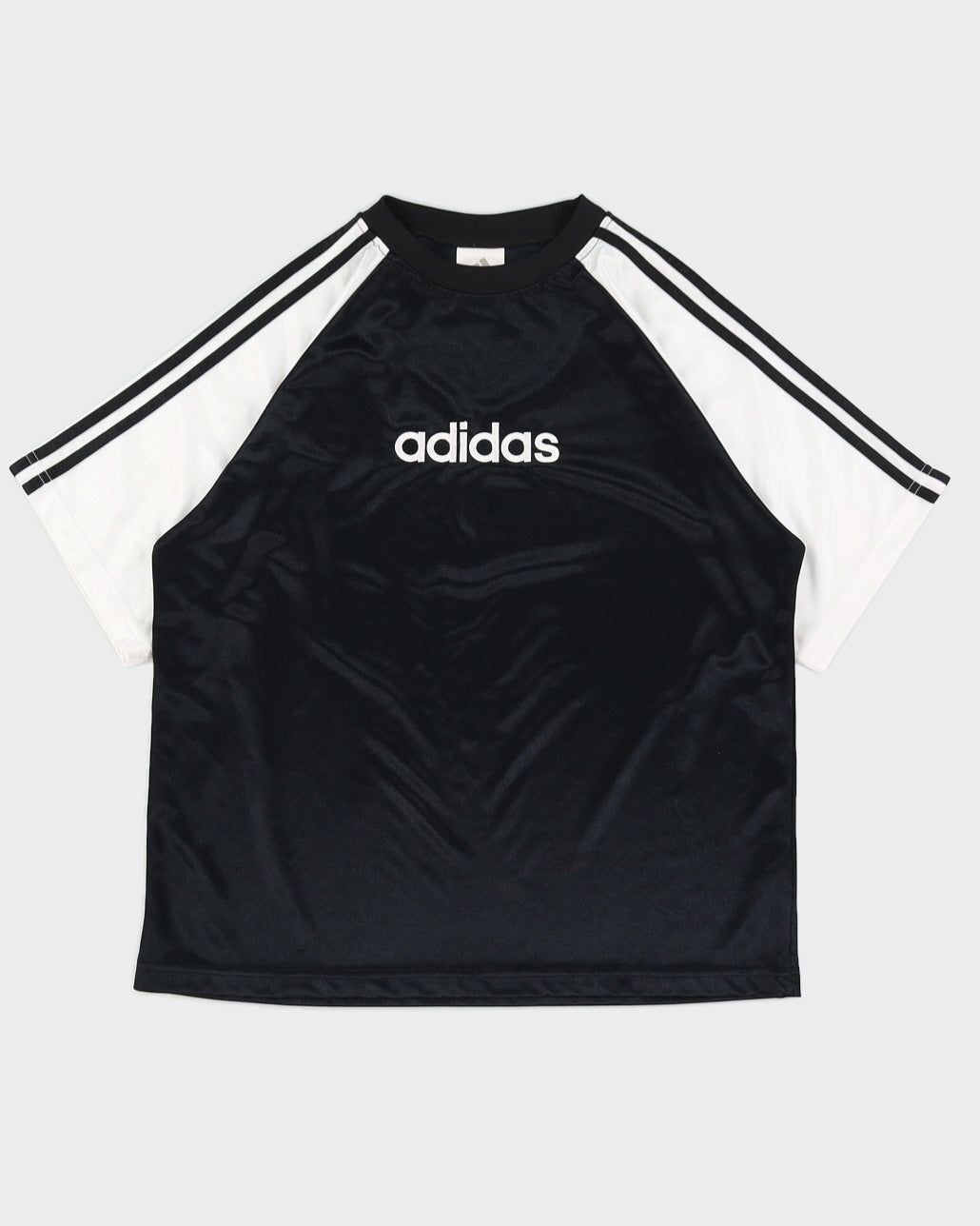 Y2K 00s Adidas Black & White Spellout T-Shirt - M