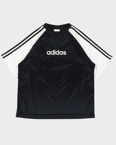 Y2K 00s Adidas Black & White Spellout T-Shirt - M