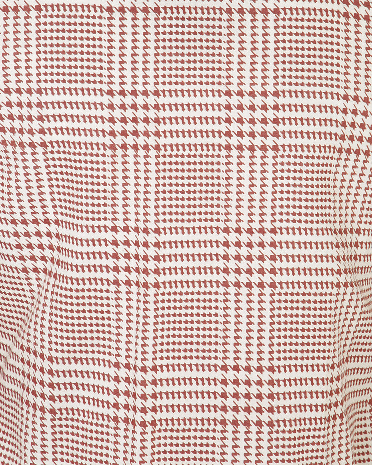 90s Does 70s Brown Houndstooth Dagger Collar Blouse - XS