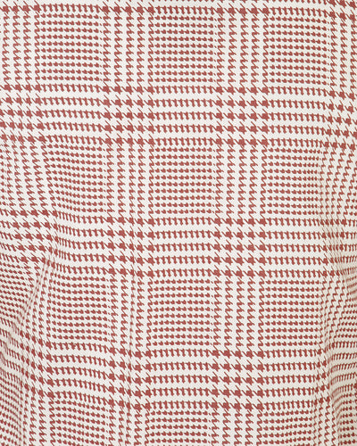 90s Does 70s Brown Houndstooth Dagger Collar Blouse - XS