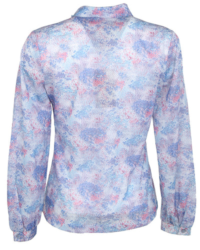 60s Pastel Printed Pussy Bow Blouse - M