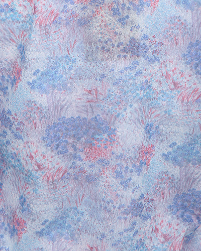 60s Pastel Printed Pussy Bow Blouse - M