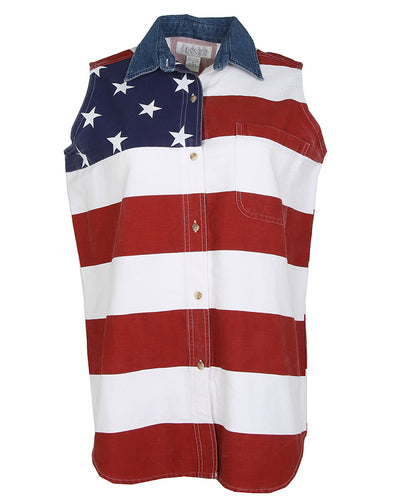 Denim Stars & Stripes Americana Sleeveless Blouse - M