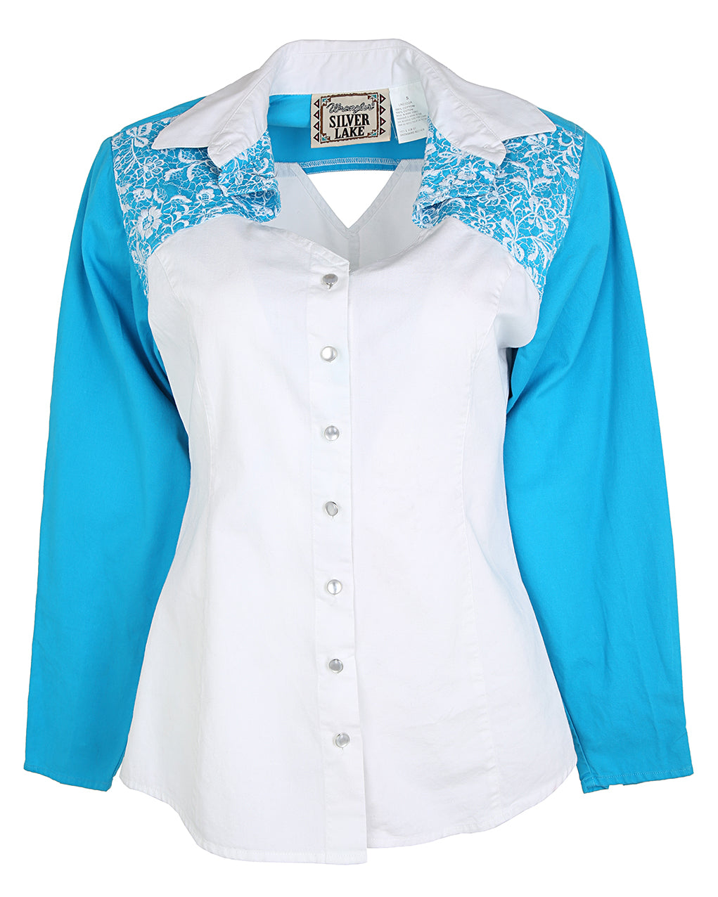 Wrangler Silver Lake Blue and White Ladies Western Shirt - M