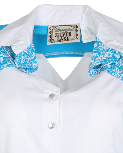Wrangler Silver Lake Blue and White Ladies Western Shirt - M