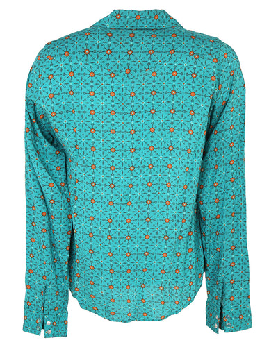 Wrangler Teal Patterned Western Shirt - M
