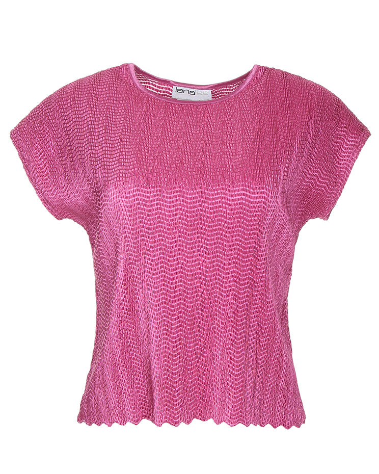 Y2K Pink texturised Short Sleeve Top - M