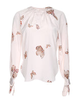 1990's Butterfly Print Long Sleeve Blouse - S