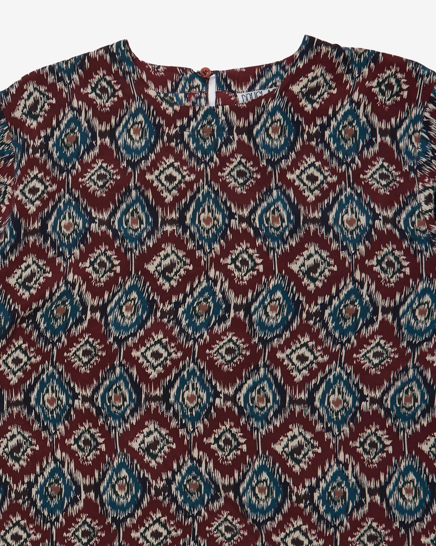 Burgundy patterned silk sleeve blouse - M