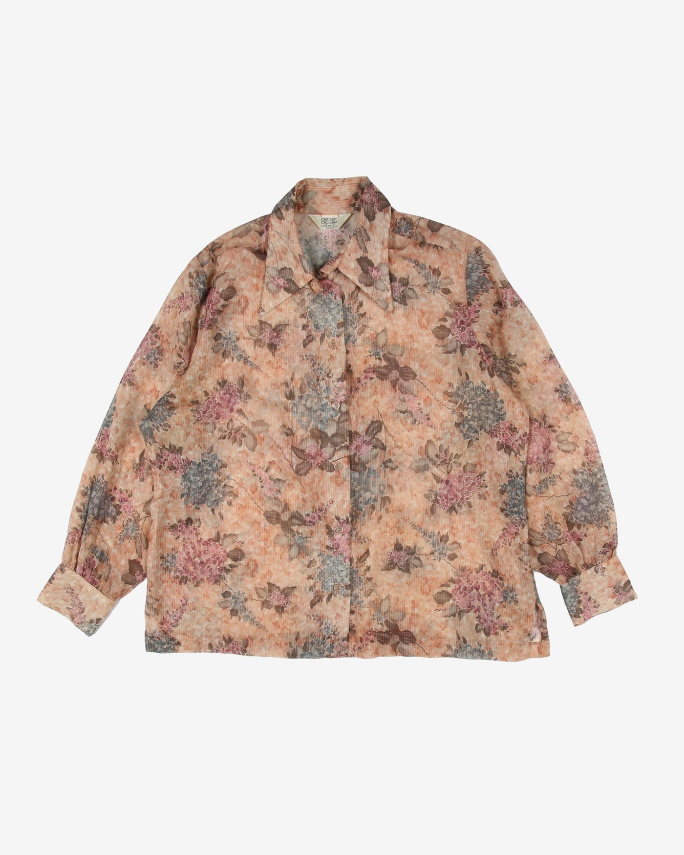 1970's pink patterned blouse - L