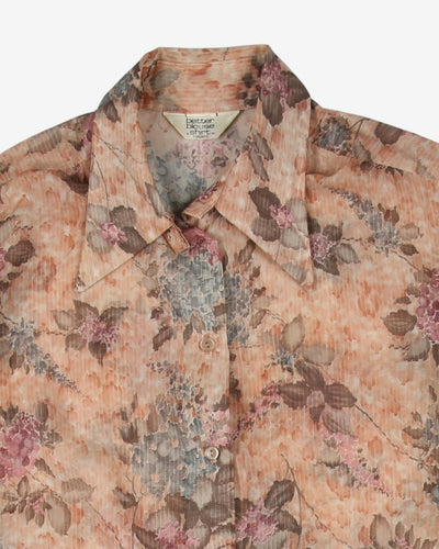 1970's pink patterned blouse - L