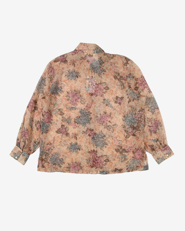 1970's pink patterned blouse - L