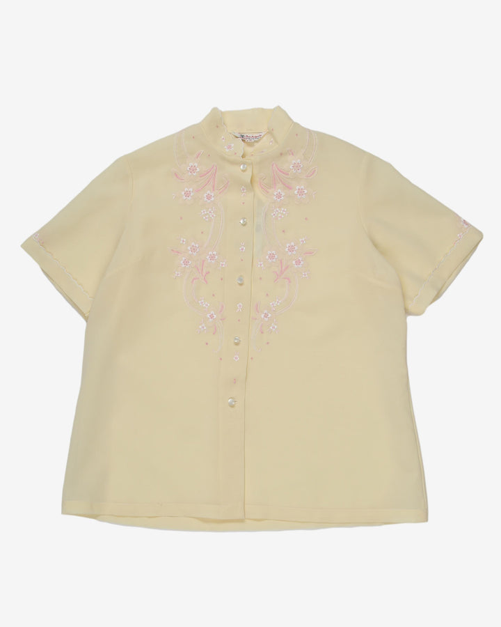 1970's hand embroidered blouse - M