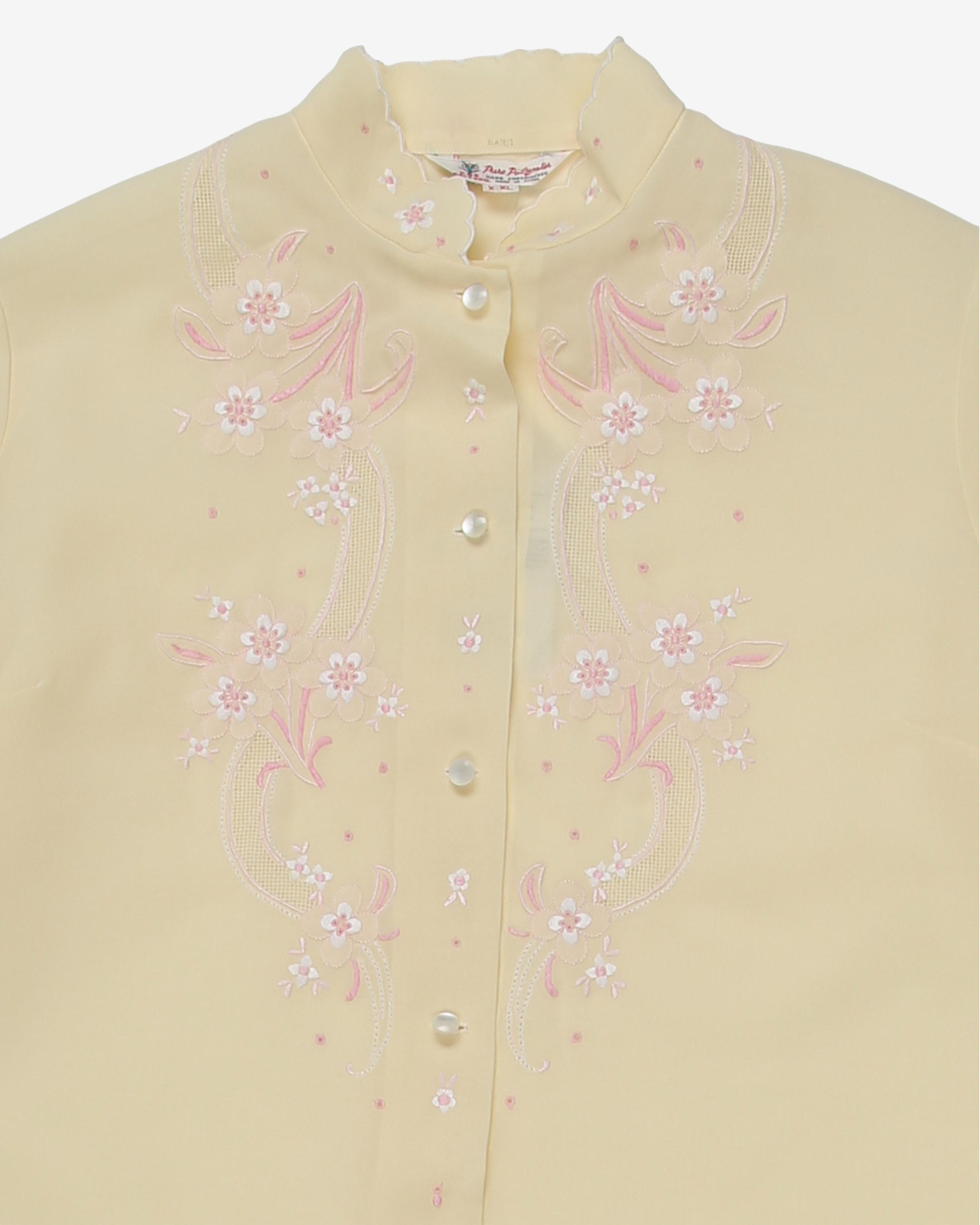 1970's hand embroidered blouse - M