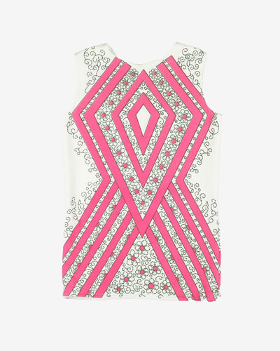 1970s pink graphic print sleeveless top - S
