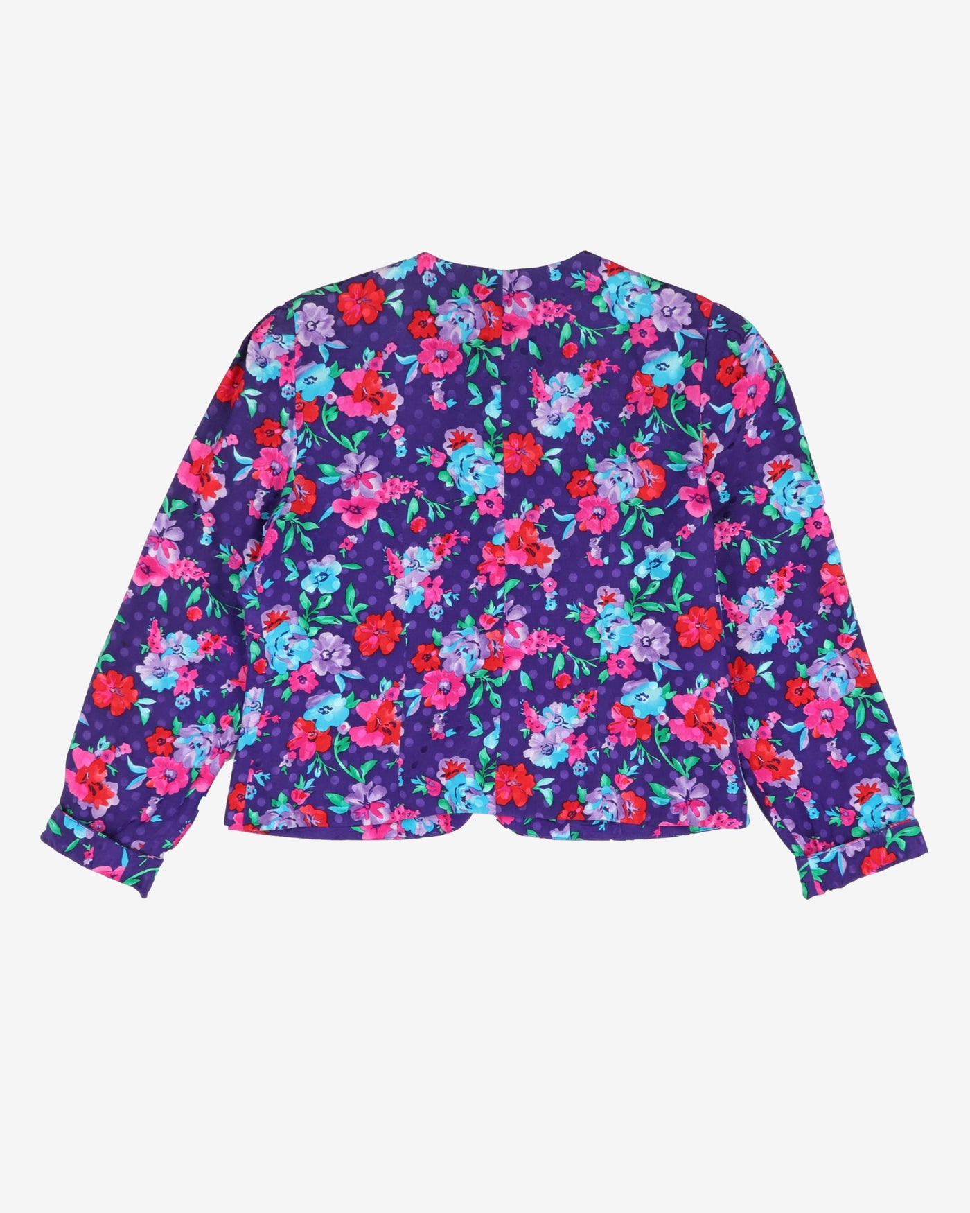 1990s purple floral silk patterned blouse - S