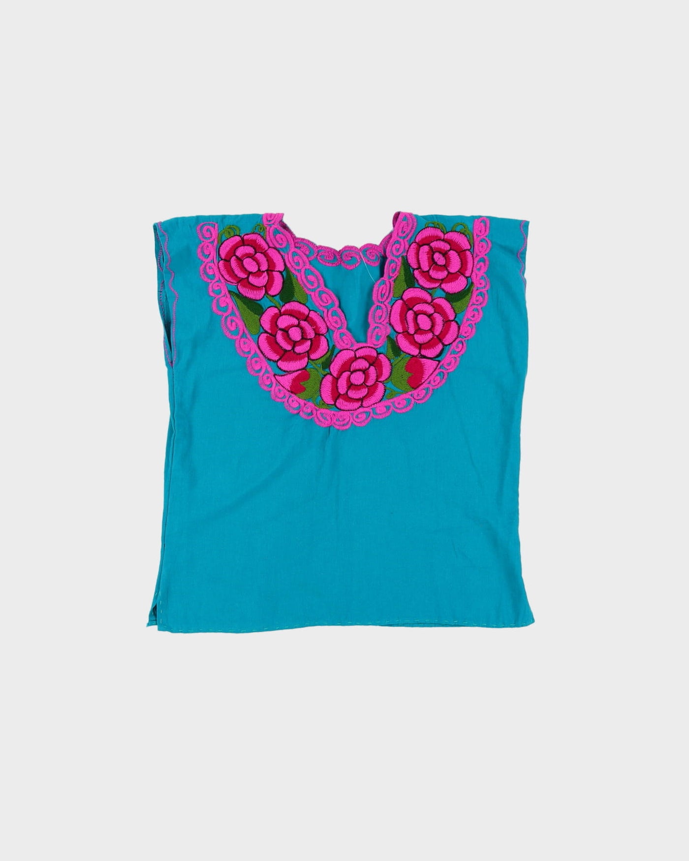 Turquoise embroidered blouse - S
