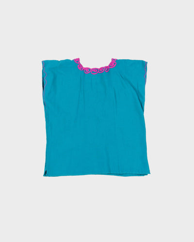 Turquoise embroidered blouse - S
