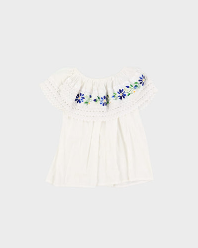 Cotton off the shoulder embroidered blouse - M / L