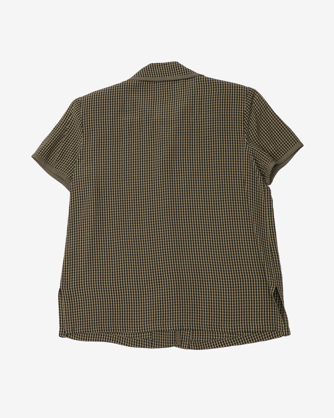 Talbots Petite Green Checked Button Up Blouse - M