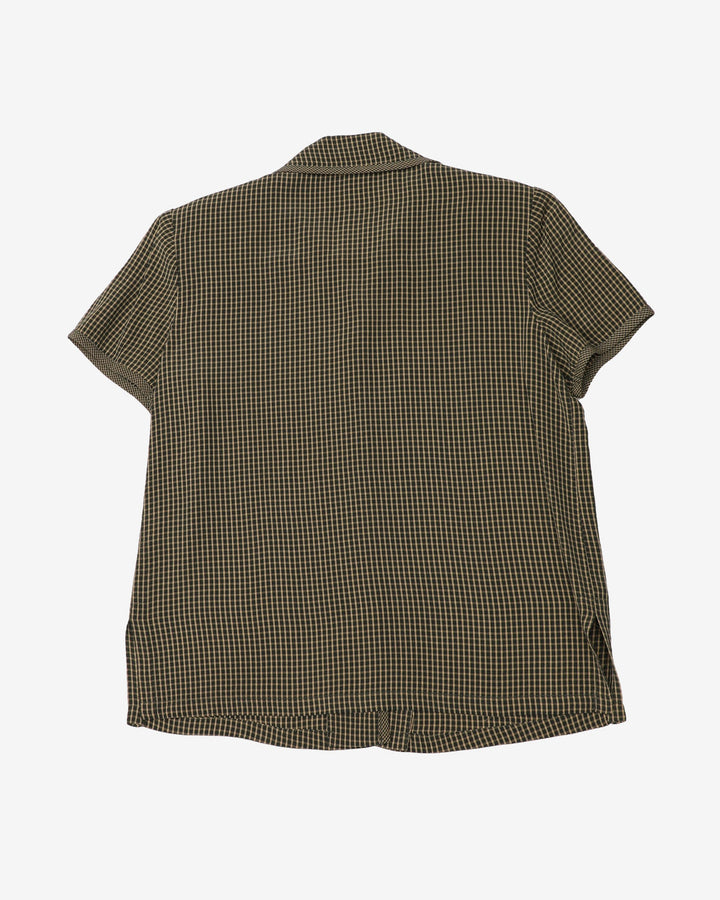 Talbots Petite Green Checked Button Up Blouse - M