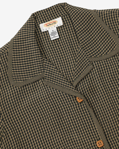 Talbots Petite Green Checked Button Up Blouse - M