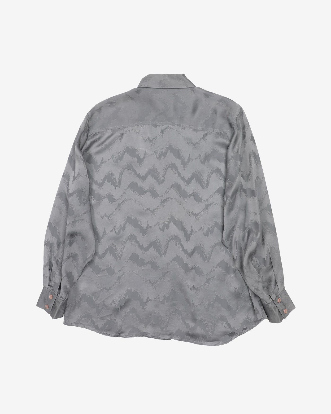Silver grey silk jacquard blouse - M