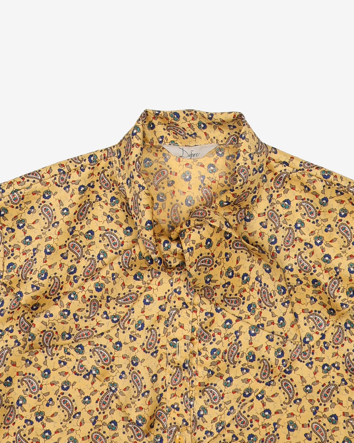 1980s yellow paisley patterned blouse - S