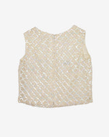 1960s Cream Sequinned Sleeveless Top - S