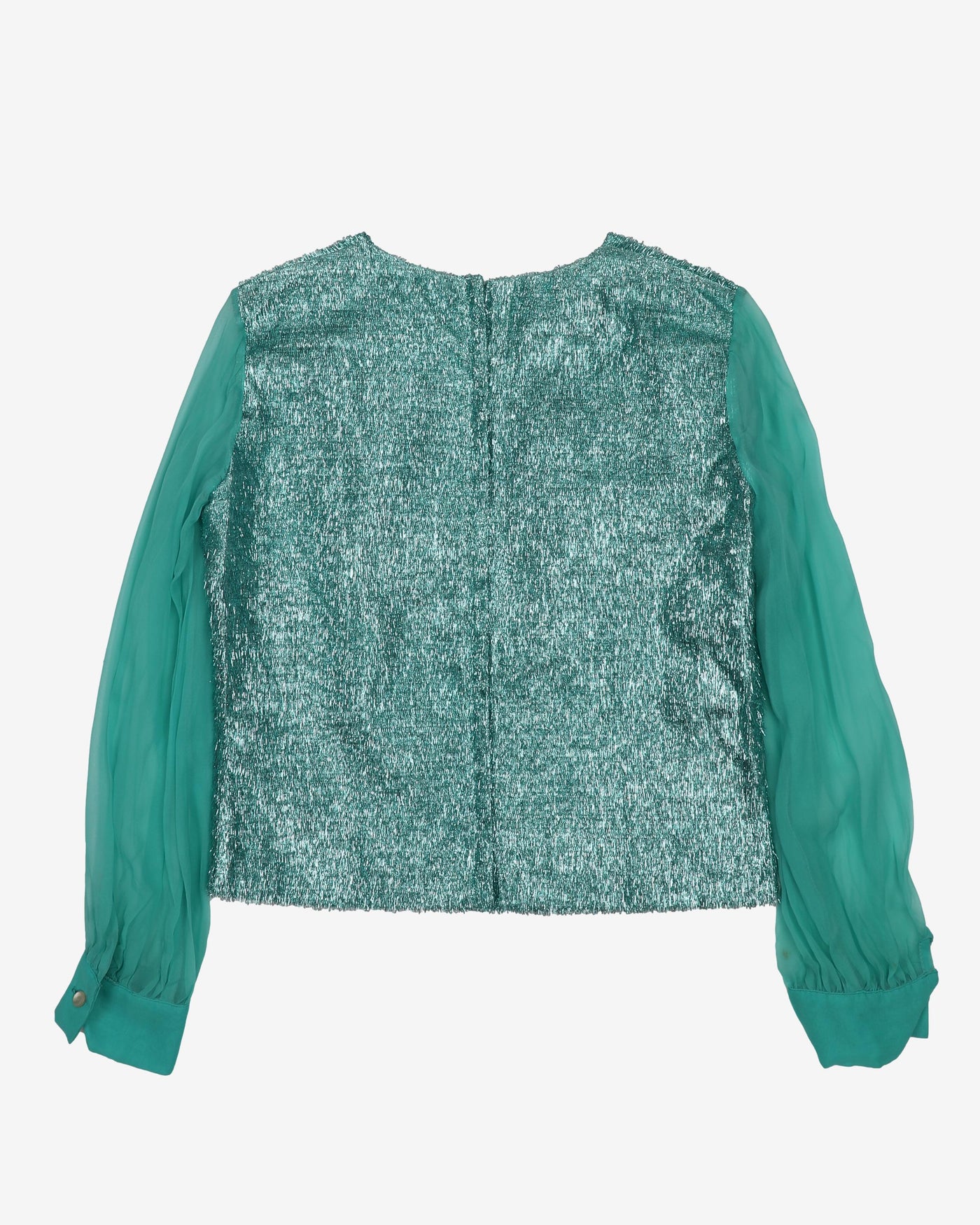 1960s Metallic Turquoise Chiffon Top - S