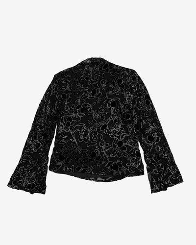 Black Velvet Detailed Wrap-style Top - M