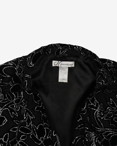 Black Velvet Detailed Wrap-style Top - M