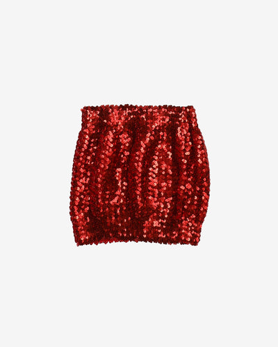 Red Sequinned Bandeau Top - XS / S