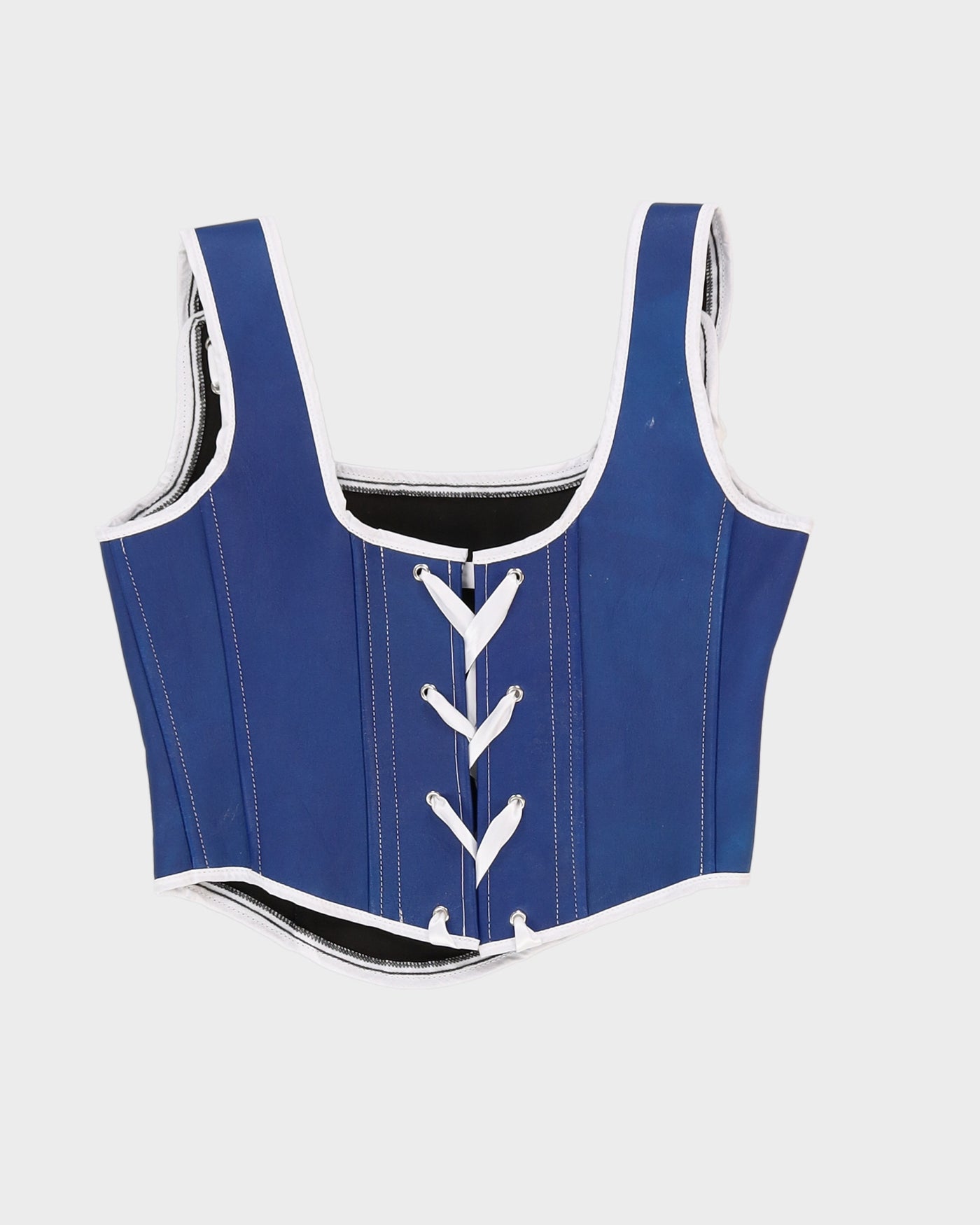 Rokit Originals Recycled Textile Blue Leather Astrid Corset Top - One Size