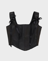 Rokit Originals Recycled Textile Black Leather Astrid Corset Top - One Size