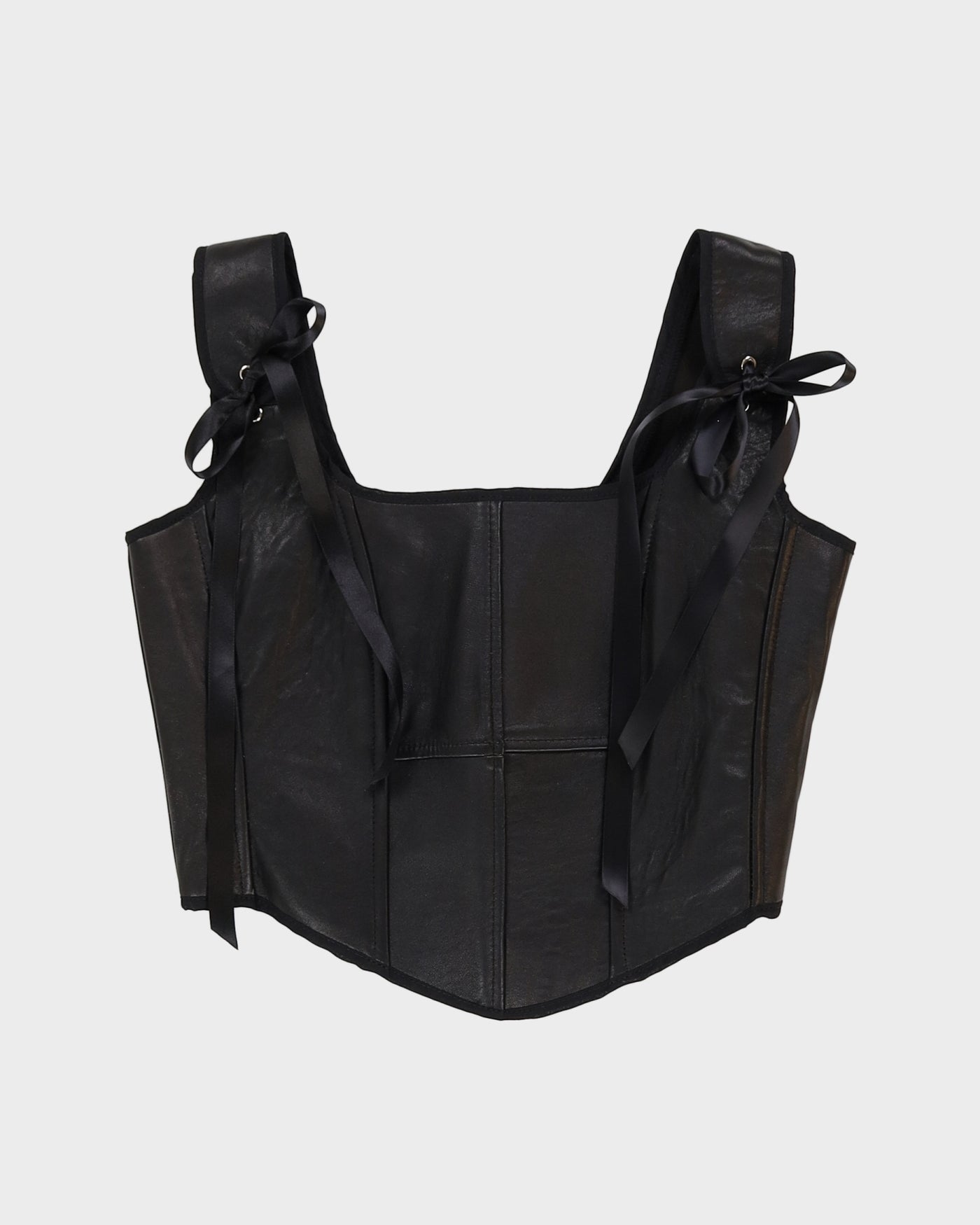 Rokit Originals Recycled Textile Black Leather Astrid Corset Top - One Size