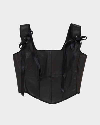 Rokit Originals Recycled Textile Black Leather Astrid Corset Top - One Size