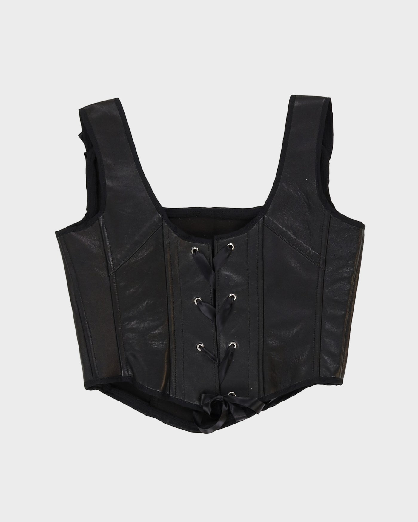 Rokit Originals Recycled Textile Black Leather Astrid Corset Top - One Size