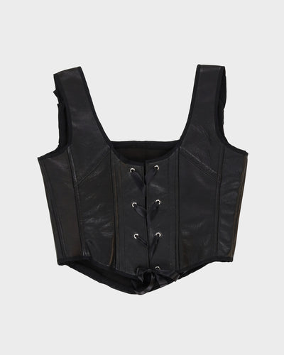Rokit Originals Recycled Textile Black Leather Astrid Corset Top - One Size