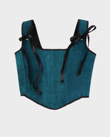 Rokit Originals Recycled Textile Teal Suede Astrid Corset Top - One Size